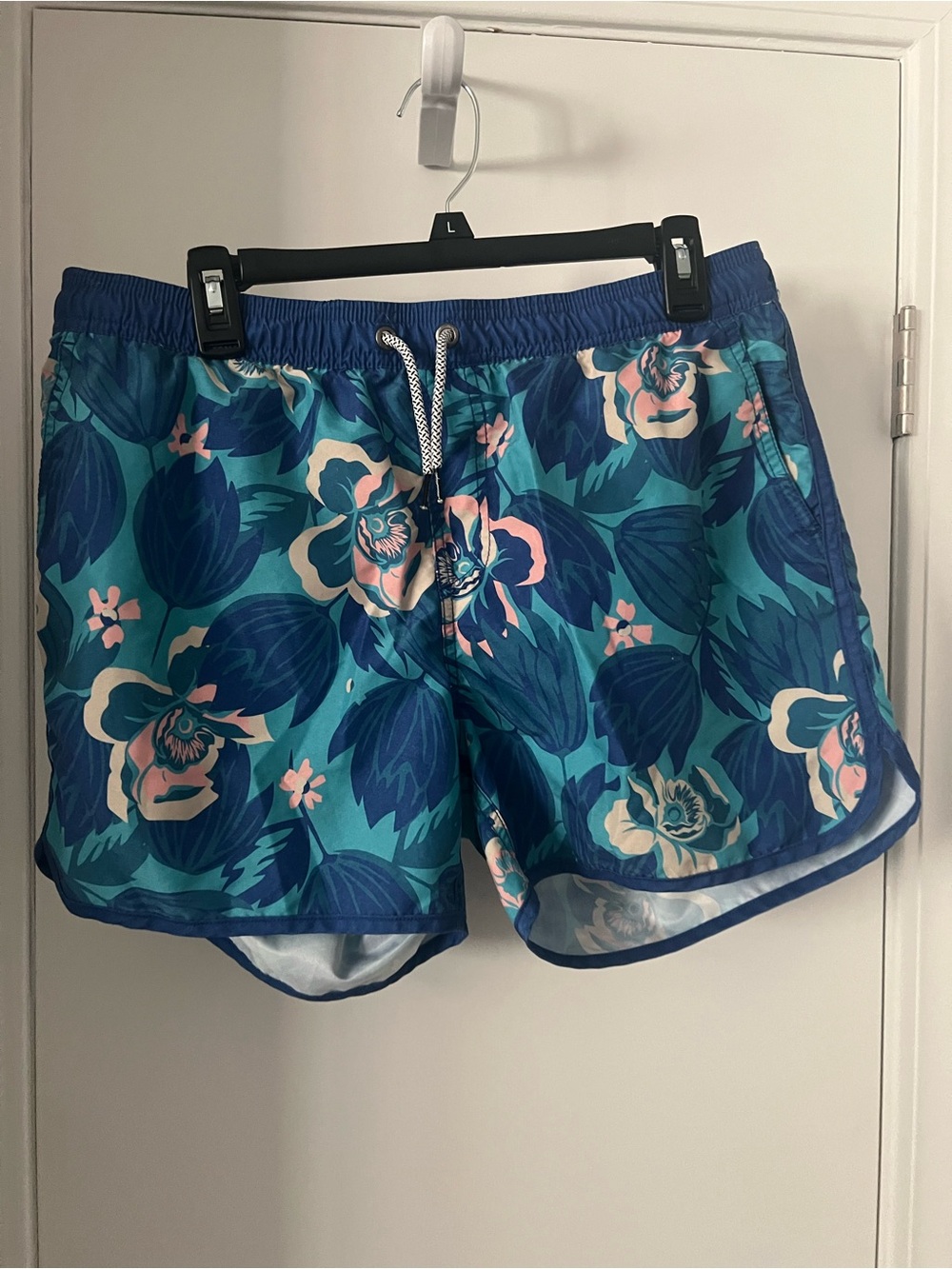 Men's Floral Blue Swim Trunks